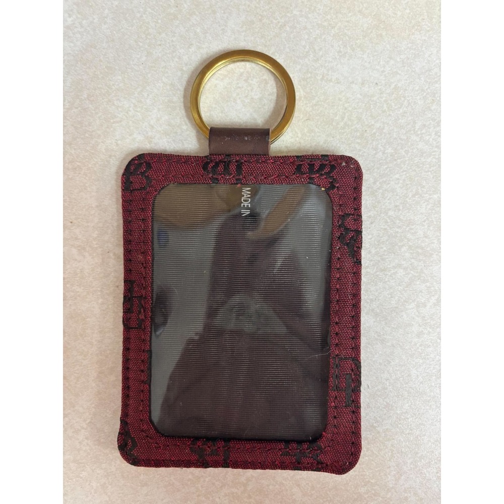 Dooney & Bourke Burgundy Monogram Canvas ID Holder Keychain Badge Case